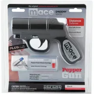 Mace Pepper Gun Distance Defense Spray with STROBE LED, Matte Black