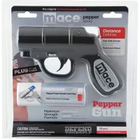 Mace Pepper Gun Distance Defense Spray with STROBE LED, Matte Black