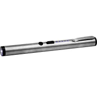 40,000,000 Volts Pen Stun Gun Flashlight with battery meter and pocket clip Silver